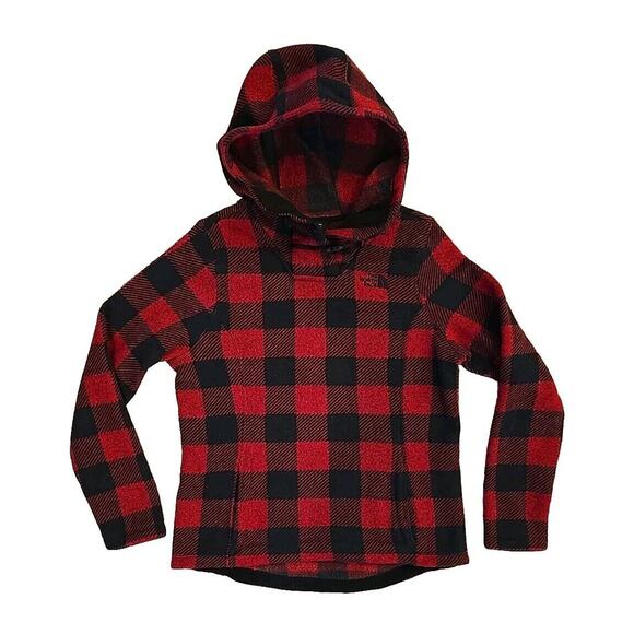 THE NORTH FACE Women's Crescent Hoody Pullover Buffalo Plaid Medium Red Black - Picture 3 of 12